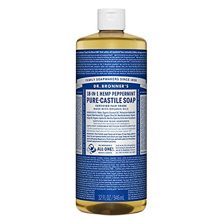 Dr. Bronner's 18-IN-1 Hemp Pure-Castile Soap, Peppermint 32 fl oz (944 ml)(Pack of 2)