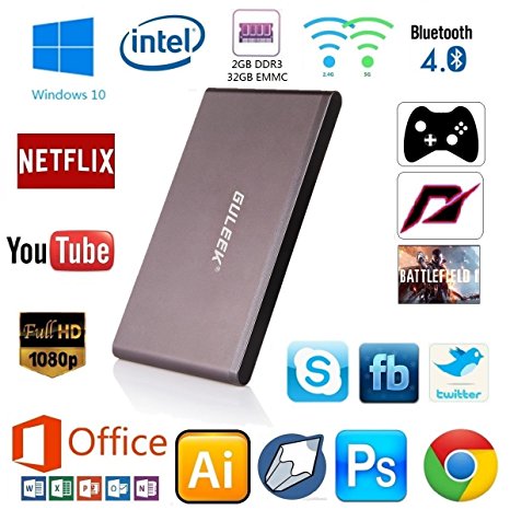 Guleek GPC Pocket Wintel Mini Pc Desktop Computer Tv Box Windows10 Streaming Media Player with Intel Atom Z8300 Quad-core Cpu 2gb Ddr3 32gb Emmc 2.4&5.8ghz Wifi Bluetooth 4.0 USB3.0