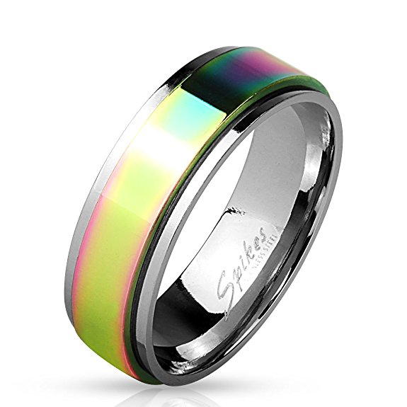 Stainless Steel Rainbow Spinner Surgical Steel Ring