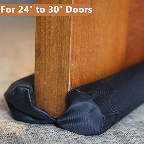 MAXTID Small Door Draft Stopper 24 to 30" Adjustable Door Noise Blocker for Bottom of Doors, Black