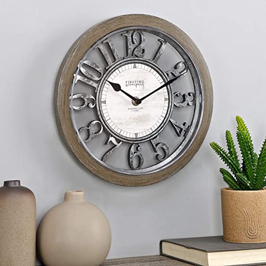 FirsTime & Co. Black Antique Farmhouse Contour Clock, American Designed, Brown, 10 inches (31223)