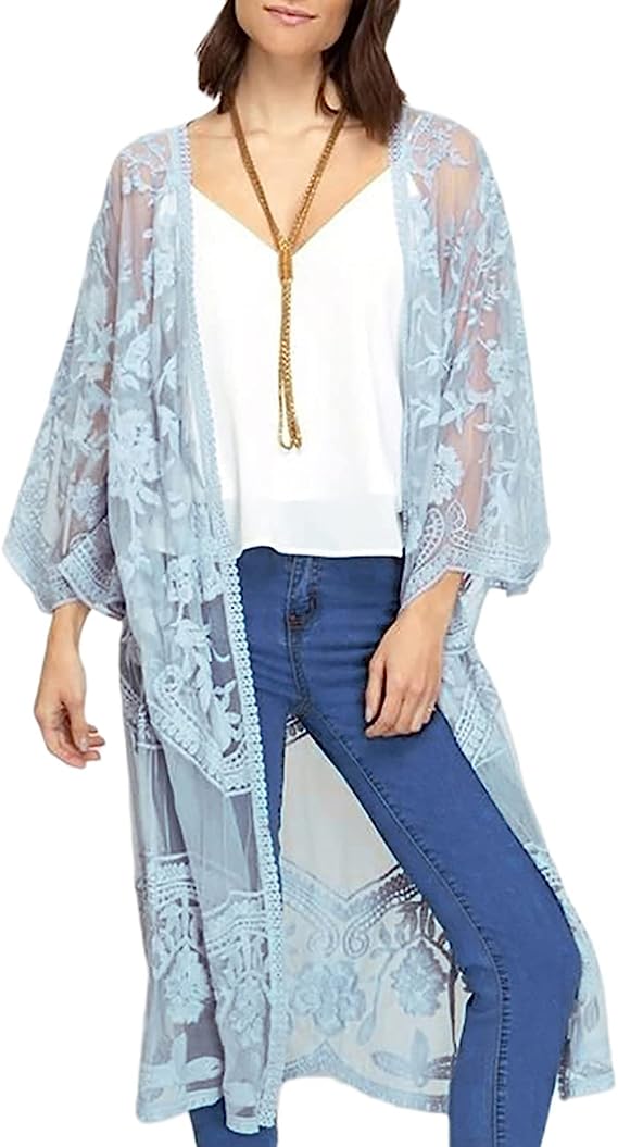 Bsubseach Women's Long Kimonos Cover Up Bathing Suit See Through Beach Swimsuit