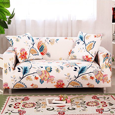 Forcheer Stretch Couch Covers Sofa Slipcovers Fitted Loveseat Cover Seat Furniture Protector (Printed #4,1 Seat for 90-130cm)