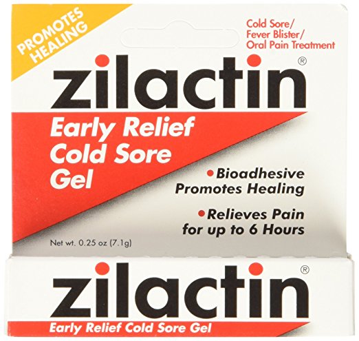 Zilactin Cold Sore Gel, Medicated Gel - 0.25 OzGel (Pack of 2)