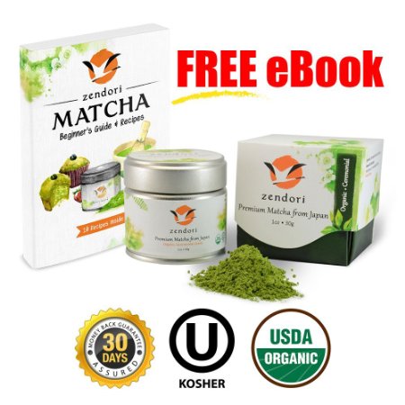 ON SALE - ZENDORI [USDA Organic] Matcha Green Tea Powder from Japan - Ceremonial Grade, 1oz/30g - Perfect Gift for your Dad this Father's Day