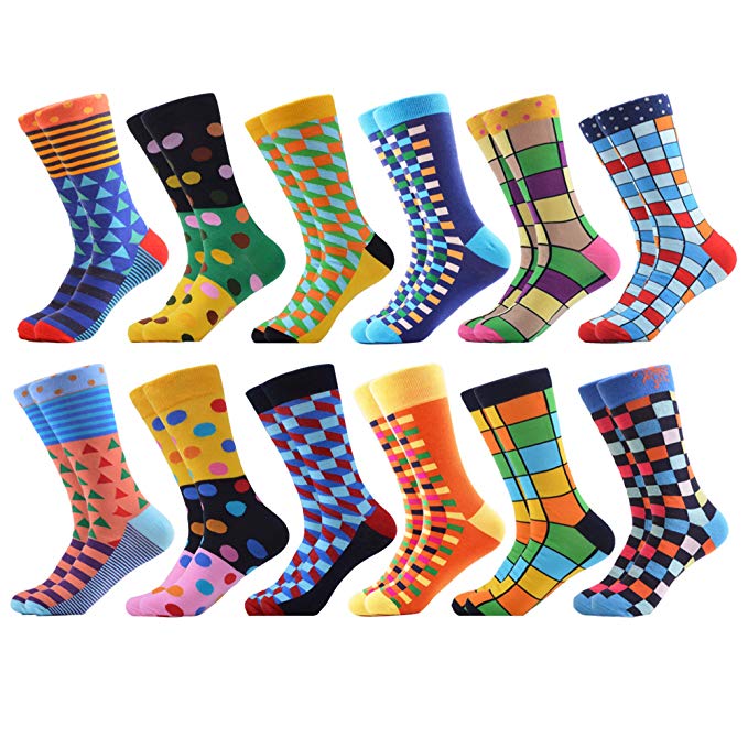 WeciBor Men's Dress Cool Colorful Novelty Funny Casual Combed Cotton Crew Socks Pack