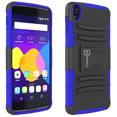 Alcatel OneTouch Idol 3 (5.5") Case, CoverON® [Explorer Series] Tough Hybrid Armor Belt Clip Hard Phone Cover For Alcatel OneTouch Idol 3 (5.5") Holster Case - Blue & Black