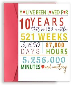 Happy 10th Birthday Card for Girl Boy, Ten Years Old Bday Gifts for Daughter Son, Funny 10th Birthday Decoration