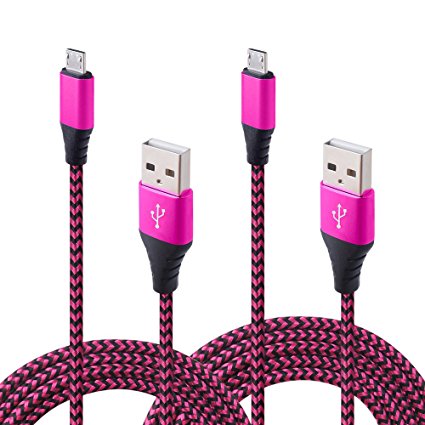 Android Charger Cable, 2 Pack (10ft 6ft) High Speed Nylon Braided Micro USB Charging Cable Cord for Samsung Galaxy S7/S6 Edge, Plus, Grand Prime, Note 4/5, LG, HTC, Nokia, Huawei, Android, Smartphone
