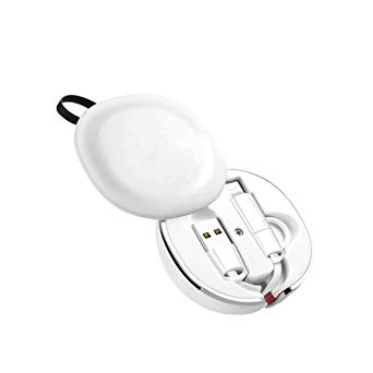 Retractable Lightning and Micro USB Cable, UKINDA 3ft 2 in 1 Fast Charging and Data Sync Cord Charger Adaptor for iPhone,iPad,iPod,Android Devices-White