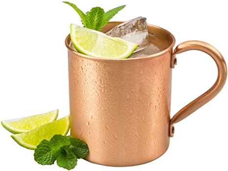 Gear Ultimate Moscow Mule Pure Copper Mug: 100% Solid Copper Cup, 16 Ounces, No Inner Linings, Perfect for Russian Moscow Mules, Cocktail and Cold Drinks, with Quick Cocktail Recipe Ebook