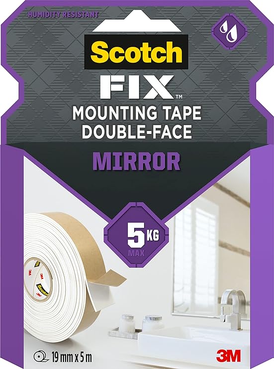 Scotch double sided mounting tape for wet rooms, strong, natural, transparent, 40031950