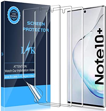 LK [3 Pack Screen Protector for Samsung Galaxy Note 10 Plus/Note 10 Plus 5G, [In-Display Fingerprint Support][Case Friendly] [Bubble Free] HD Clear Flexible TPU Film