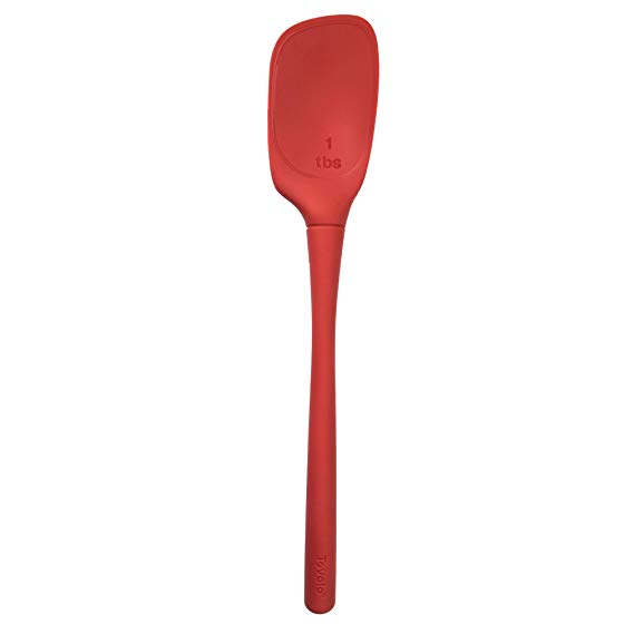 Tovolo Flex-Core All Silicone Deep Spoon with Angle Head, Candy Apple