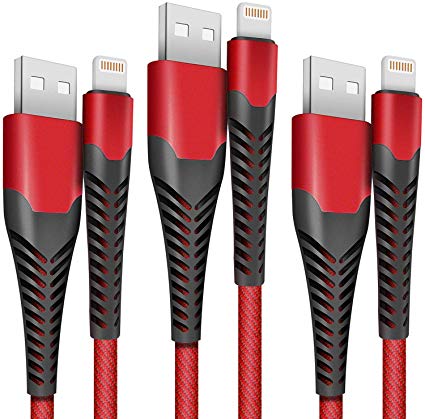 Ankoda iPhone Charger Cable, 3Pack 3FT/1M Premium Nylon Lightning Cable Fast Charging & Sync for iPhone XS/XR/X/8/7/6/5, iPad Pro/Air/mini and More