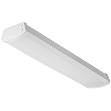 Lithonia Lighting FMLWL 24 830 2 ft. White LED Wraparound Flushmount- LED Ceiling Light for Garage | Attic | Basement | Home|shoplight, 3000K