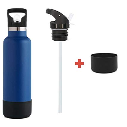 Sport Accessory Bundle for Hydro Flask Standard Mouth Bottle. Includes One Straw Lid & Straw, One Silicone Boots Compatible with HydroFlask 12, 18, 21, 24 oz Double Wall Water Bottle.