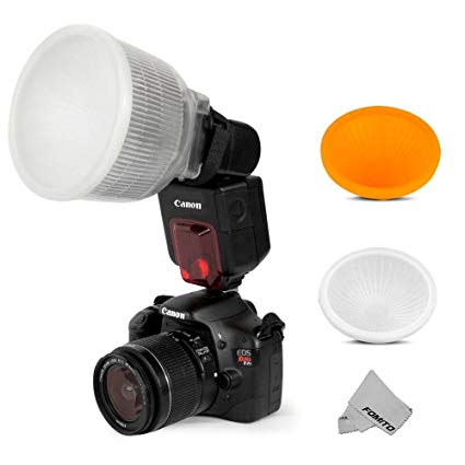 Fomito Universal Cloud Lambency Flash Diffuser   Cover White & Orange Set for Flash Speedlite