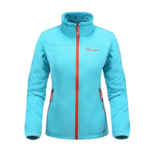 OutdoorMaster Women's Fleece Jacket - Waterproof & Stain Repellent, Ultra Soft Plush Lining & Optional Hoodie - Full-Zip