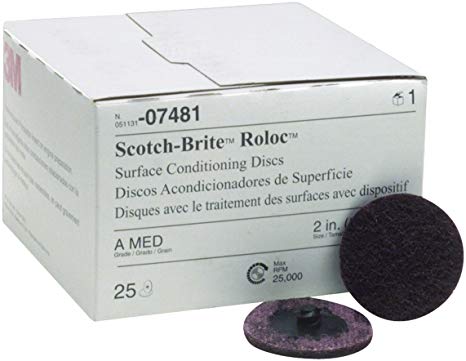 Scotch-Brite 07481 Roloc 2" x No Hole Aluminum Oxide Medium Grade Surface Conditioning Disc, 25 count