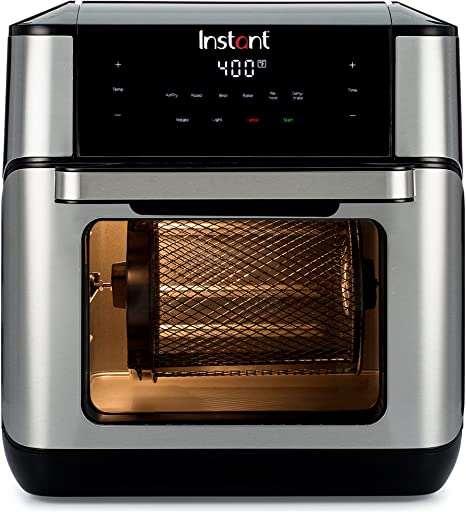 Instant Pot Vortex Plus 10 Quart Luftfritteuse, 7-in-10 Dreh- und Umluftofen, Braten, Backen, Dehydrieren und Warm, mit EvenCrisp Technologie, kostenlose App mit über 1900 Rezepten, 1500 W, Edelstahl