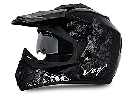 Vega Off Road OR-D/V-SKT-KS_M Sketch Full Face Graphic Helmet (Black and Silver, M)