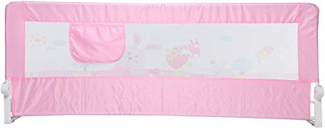 CellDeal Portable Bed Rail 180 * 68cm Kids Bed Guard Toddler Safety Children Bedguard Folding Metal Rail (Pink)
