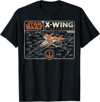 Star Wars The Rise Of Skywalker X-Wing Starfighter Schematic T-Shirt