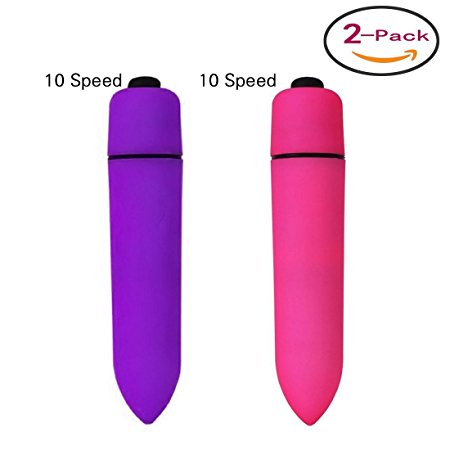 Trigger Massager Waterproof 10 Speed Pink Bullet Vibrator 10 Speed Purple Mini Point Massager - Trigger Point Electric Massagers Perfect Gift (Pack of 2)