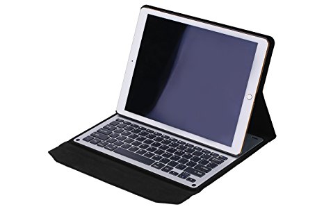 ZOYOL iPad Pro 9.7 Keyboard Case,Auto Sleep/Wake Bluetooth Ultrathin Aluminum Keyborad with Leather Portfolio Case for iPad Pro 9.7 inch,Black