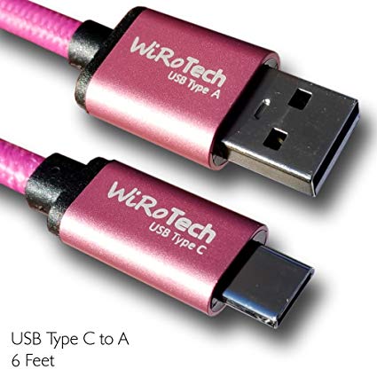 USB C Cable, WiRoTech Light Pink USB-C to USB-A Fast Charging Cable (6 Feet, Light Pink)