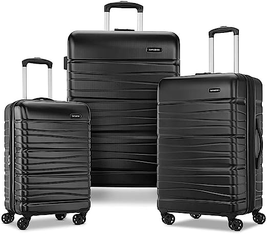 Samsonite Evolve SE Hardside Expandable Luggage with Double Spinner Wheels, Bass Black, 3PC Set (CO/M/L)