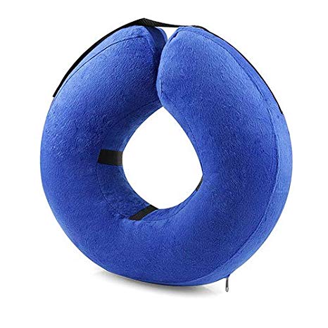 Fancar Protective Inflatable Cone Collar for Dogs and Cats - Adjustable Soft Pet Recovery E-Collar, Not Block Vision E-Collar (Blue, M)