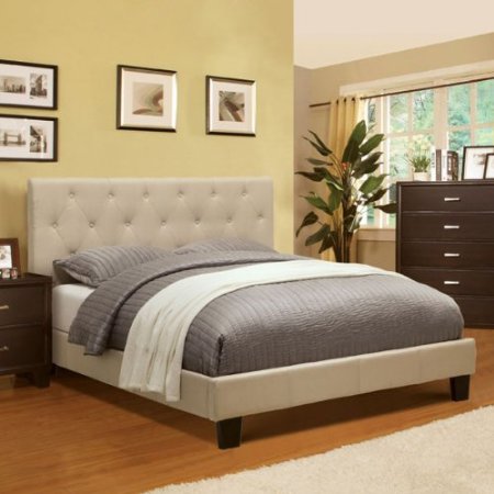 Corbin Modern Style Ivy Finish Queen Size Flax Fabric Bed Frame Set