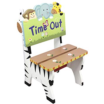 Teamson Design Corp Fantasy Fields - Sunny Safari Animals Thematic Kids Time Out Chair | Imagination Inspiring Hand Painted Details Non-Toxic, Lead Free Water-based Paint