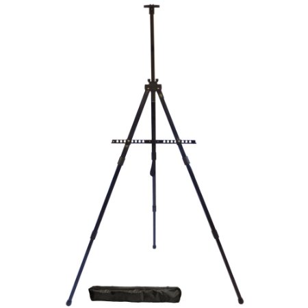 Easel Berland Black Aluminum 71 Inches Tall Portable Lightweight and Sturdy Telescoping Tripod for Tabletop or Floor - Perfect for Field Display and Presentation - Includes Carry Bag