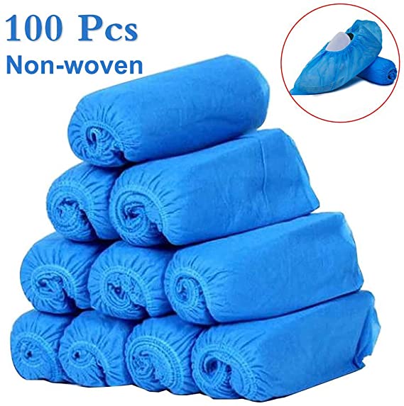 Disposable Shoe Covers 100PCS Non-Slip Boot Overshoes Protector Non-Woven Thicked Shoe Covers for Carpet Floor Protection
