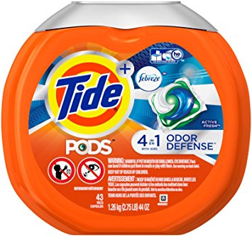 Tide PODs Plus Febreze Odor Defense Laundry Detergent Pacs - Active Fresh - 43 ct