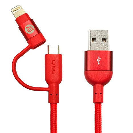 Adam Elements PeAk Duo 120B Lightning & Micro-USB 2 in 1 Cable (47.2 inch) - Red