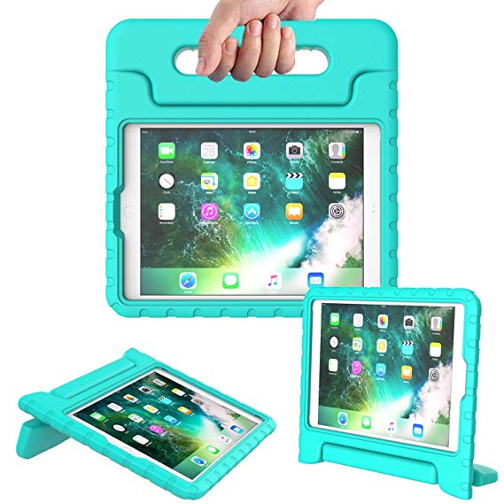 AVAWO Kids Case for New iPad 9.7 2017 & 2018 Release - Light Weight Shock Proof Convertible Handle Stand Friendly Kids Case for iPad 9.7-inch 2017 & 2018 Latest Gen (iPad 5th & 6th Gen) - Turquoise