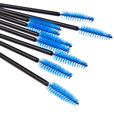Amison 50Pcs Disposable Eyelash Brush Mascara Wands Makeup Cosmetic Tool (Blue)