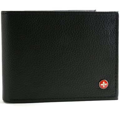 RFID SAFE Alpine Swiss Mens Leather Wallet Hybrid Bifold with Flipout ID