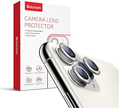 Baytion Camera Lens Protector for Apple iPhone 11 Pro 5.8”/ iPhone 11 Pro Max 6.5” [9H Hardness] [Scratch Resistance] [Case Friendly] [High Definition] (Silver)