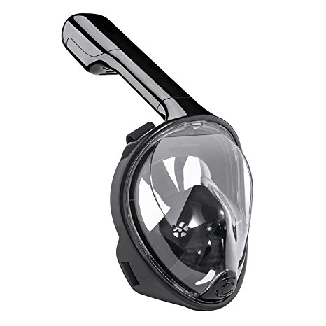 Full face Snorkel Mask - 180° view Panoramic snorkel gear, comfort and superior optics in a full face respirator. Panoramic Full Face Design - swimming mask for adult