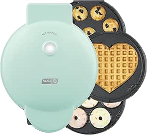 DASH MultiMaker Treat Maker System, Mini Donuts, Heart Shaped Waffle, Mini Cupcakes - Aqua