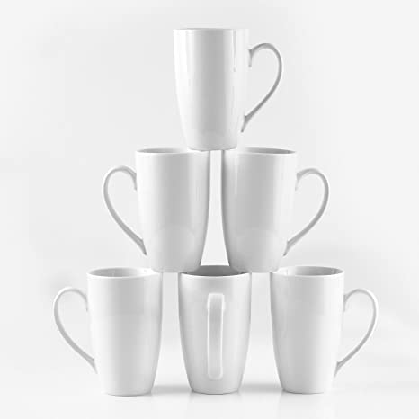Amuse- Professional Barista Large Cozy Tall Mug for Coffee, Tea or Latte - Set of 6-16 oz