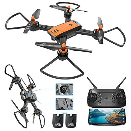 TOPVISION Drone with Camera, FPV RC drone for beginners with 720p and 480P Camera 120 Wide Angle WiFi Quadcopter with Altitude Hold Headless Mode, VR Mode, Orange