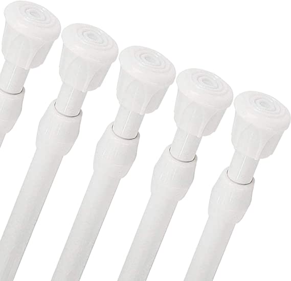 AIZESI 5PCS Tension Rods 18 to 28 Inch White Short Mini Tension Curtain Rods Adjustable Spring Tension Rod