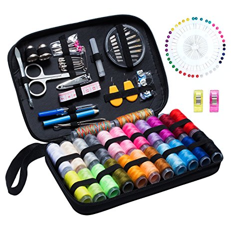 Sewing Kit, BoChang Over 130 DIY Premium Sewing Supplies, Zipper Portable & Complete Mini Sew Kit for Traveller, Adults, Beginner, Emergency - Filled with Mending Supplies and Sewing Accessories