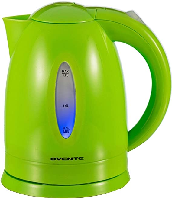 Ovente 1.7L BPA-Free Electric Kettle, Fast Heating Cordless Water Boiler with Auto Shut-Off and Boil-Dry Protection, LED Light Indicator, Green (KP72G) (Renewed)